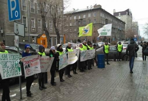 Жители Новосибирской области вышли на пикет против загрязнения пруда коттеджным посёлком