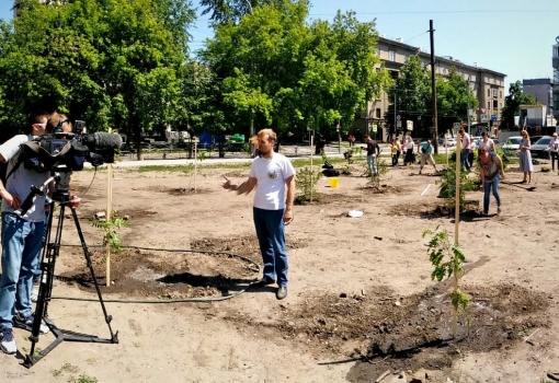 Новосибирцы высадили деревья на скандальной стройке бизнес-центра на Советской